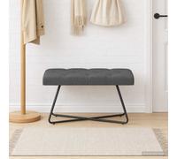 vidaXL Panchina con bottoni imbottiti Grigio Scuro 80 x 40 x 46 cm, Panchina rettangolare elegante, imbottita con bottoni, arredo moderno per ingresso, soggiorno, camera da letto