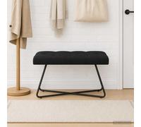 vidaXL Panchina con bottoni imbottiti Nero 80 x 40 x 46 cm Tessuto, Panchina rettangolare elegante, imbottita con bottoni, arredo moderno per ingresso, soggiorno, camera da letto