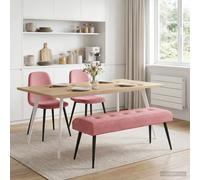 vidaXL Panchina con bottoni imbottiti Rosa 110 x 40 x 46 cm Velluto