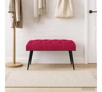 vidaXL Panchina con bottoni imbottiti Rosso Vino 80 x 40 x 46 cm, Panchina moderna, imbottita e con bottoni, gambe metalliche, velluto minimalista per camera, sala da pranzo e ingresso