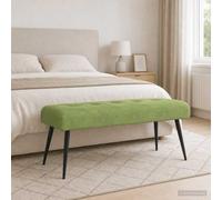vidaXL Panchina con bottoni imbottiti Verde chiaro 110 x 40 x 46 cm