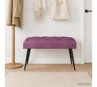 vidaXL Panchina con bottoni imbottiti Viola 80 x 40 x 46 cm Velluto, Panchina moderna, imbottita e con bottoni, gambe metalliche, velluto minimalista per camera, sala da pranzo e ingresso