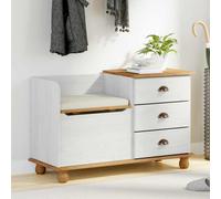 vidaXL Panchina con contenitore ASKIM Bianco 100 x 39 x 62 cm