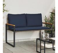 vidaXL panchina con cuscino Grigio e Blu Navy 115 x 65 x 72 cm Rattan