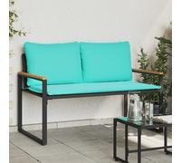 vidaXL panchina con cuscino Nero e Turchese 115 x 65 x 72 cm Rattan