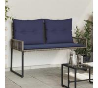vidaXL Panchina da esterno 4 pcs Grigio e Blu Navy polyrattan, Panchina rustica, resistente, rettangolare per esterni, comoda seduta, arredamento moderno per giardino