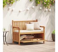 vidaXL Panchina da Giardino in Legno Teak per Esterni, con Spazio di stoccaggio, Stile Rustico, Comoda, Perfetta per Il Patio e Il Giardino