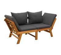 vidaXL Panchina da giardino 3 in 1 con cuscini Naturale, Panca da giardino 3-in-1, lettino regolabile, braccioli flessibili, perfetta per rilassarsi all'aperto