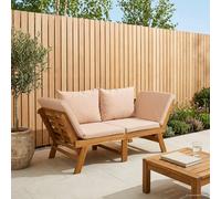 vidaXL Panchina da giardino 3 in 1 con cuscini Naturale, Panca da giardino 3-in-1, lettino regolabile, braccioli flessibili, perfetta per rilassarsi all'aperto