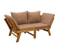 vidaXL Panchina da giardino 3 in 1 con cuscini Naturale, Panca da giardino 3-in-1, lettino regolabile, braccioli flessibili, perfetta per rilassarsi all'aperto
