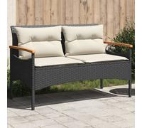 vidaXL Panchina da Giardino con Cuscini 116x62,5x74 cm Nera Polyrattan