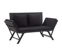 vidaXL Panchina da Giardino con Cuscini Rustica Industriale Elegante Sdraio Panca Arredamento Esterni Telaio in Acciaio 176 cm Nera in Polyrattan