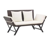 vidaXL Panchina da Giardino con Cuscini Rustica Industriale Elegante Sdraio Panca Arredamento Esterni Telaio in Acciaio 176 cm Marrone in Polyrattan