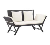 vidaXL Panchina da Giardino con Cuscini Rustica Industriale Elegante Sdraio Panca Arredamento Esterni Telaio in Acciaio 176 cm Nera in Polyrattan