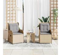 vidaXL Panchina da giardino con cuscino 2 pcs Beige Poly Rattan