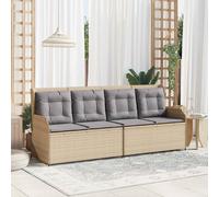 vidaXL Panchina da giardino con cuscino Beige e grigio polyrattan