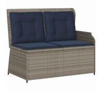 Panchina da giardino con cuscino Grigio e Blu Navy polyrattan