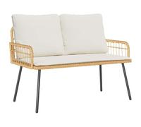 Divano a Due Posti in Rattan Moderno vidaXL | Arredamento da Esterno Resistente ai Raggi UV Panchina Imbottita Design Elegante Marrone e Panna per Balconi Patii Seduta Comoda