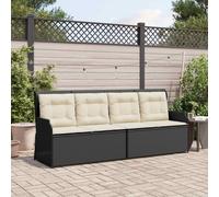 vidaXL Panchina da giardino con cuscino Nero e Bianco Crema polyrattan