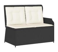 vidaXL Panchina da Giardino con Cuscino Nero Poly Rattan,