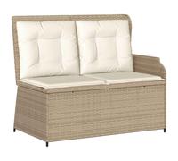 vidaXL Panchina da Giardino con Cuscino Nero e Bianco Crema polyrattan,