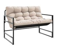 vidaXL Panchina da Giardino con Cuscino Tortora 113 cm in Acciaio, panca con cuscino, panca da esterno, panca da parco, panca da giardino 2 posti