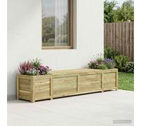 vidaXL Panchina da giardino con fioriera Legno di Pino Impregnato, Mobili da giardino, panca rettangolare rustica, 3-in-1: fioriera e organizer, facile da pulire, spazio ampio