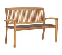 vidaXL Panchina da Giardino Impilabile e Cuscino 128,5cm Teak Massello