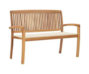 vidaXL Panchina da Giardino Impilabile e Cuscino 128,5cm Teak Massello