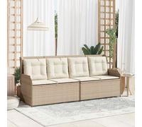 vidaXL Panchina da giardino Nero e Bianco Crema polyrattan