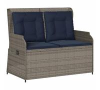 vidaXL Panca da patio reclinabile in grigio e blu navy