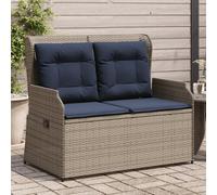vidaXL Panca da patio reclinabile in grigio e blu navy