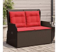 vidaXL Panchina da giardino reclinabile con Cuscini in Polyrattan Marrone