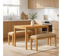 vidaXL Panchina da pranzo 95 x 32 x 45 cm Legno di Quercia Massello, Panchina rettangolare moderna per cucina, sala da pranzo, legno massello, design minimalista senza schienale