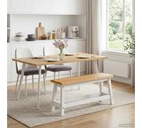 vidaXL Panchina da pranzo EKAI Bianco 91,5 x 29 x 45,5 cm, Panca Rettangolare in Legno di Pino per Sala da Pranzo, Senza Schienale, Stile Urban Moderno