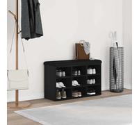 vidaXL Panchina di stoccaggio Nero Rovere 80x30x48 cm Legno ingegnerizzato