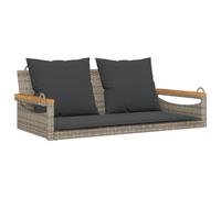 vidaXL Panchina Dondolo con Cuscini Grigia 109x62x40 cm in Polyrattan, panchina a Dondolo con Cuscini, Seduta a Dondolo, Seduta a Dondolo in Rattan