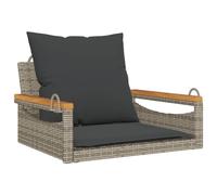 vidaXL Panchina Dondolo con Cuscini Grigia 63x62x40 cm in Polyrattan, panchina a Dondolo con Cuscini, Seduta a Dondolo, Seduta a Dondolo in Rattan