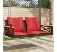 vidaXL Panchina Dondolo con Cuscini Marrone 109x62x40 cm in Polyrattan