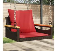 vidaXL Panchina Dondolo con Cuscini Marrone 63x62x40 cm in Polyrattan
