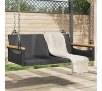 vidaXL Panchina Dondolo Nera 109x62x40 cm in Polyrattan, Seduta sospesa, Seduta a Dondolo da Giardino, Seduta a Dondolo in polyrattan