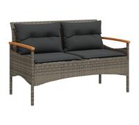 vidaXL Panchina Giardino con Cuscini 116x62,5x74 cm Grigia Polyrattan