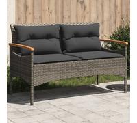 vidaXL Panchina Giardino con Cuscini 116x62,5x74 cm Grigia Polyrattan