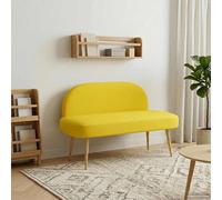 vidaXL Panchina imbottita con schienale Giallo chiaro 110 x 60 x 76 cm, Panca moderna per salotto, imbottita in schiuma, struttura in compensato, facile da montare, divano per due