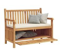 vidaXL Panchina da Giardino in Legno Teak per Esterni, con Spazio di stoccaggio, Stile Rustico, Comoda, Perfetta per Il Patio e Il Giardino