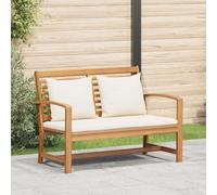 vidaXL panchina Marrone e Crema 110 x 66 x 76 cm Legno di Teak Solido, Divano Patio Rectangolare, Rustico per Giardino e Terrazzo, Set di Mobili Resistenti in Legno Teak