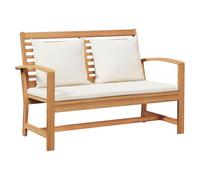 vidaXL panchina Marrone e Crema 110 x 66 x 76 cm Legno di Teak Solido, Divano Patio Rectangolare, Rustico per Giardino e Terrazzo, Set di Mobili Resistenti in Legno Teak