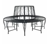 vidaXL Panchina per Alberi Ø 160 x 89 cm Acciaio Nero Rotondo