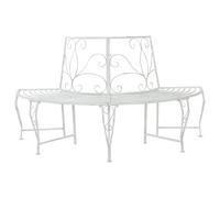 vidaXL Panchina per Alberi 4-Numero di posti 160 x 80 x 89 cm Acciaio, Panchina elegante per esterni, resistente agli agenti atmosferici, mobile moderno per giardino e patio
