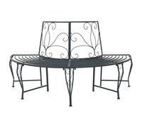 vidaXL Panchina per Alberi 4-Numero di posti 160 x 80 x 89 cm Acciaio, Panchina elegante per esterni, resistente agli agenti atmosferici, mobile moderno per giardino e patio